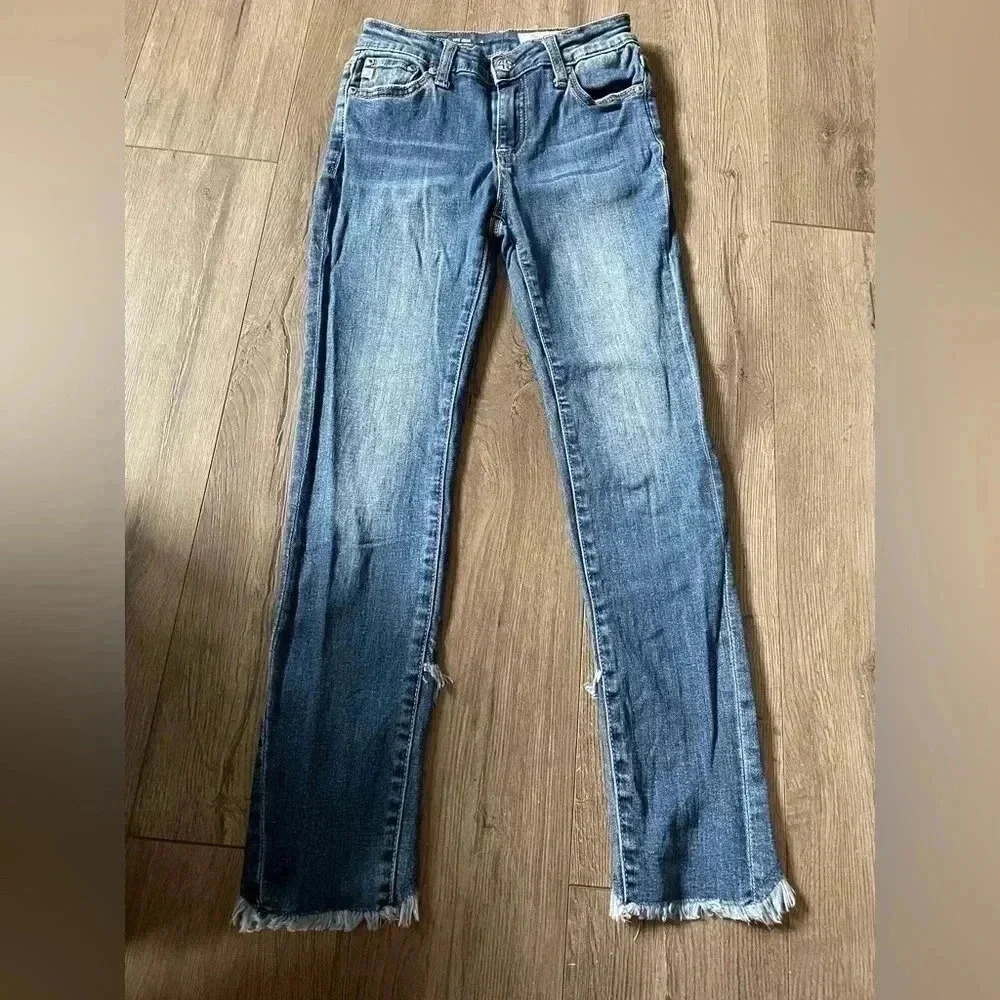 Kids AG The Jessica ankle skinny,cropped asymmetrical raw-edge hems Jeans Size12